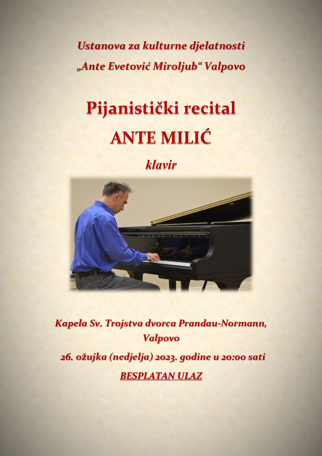 PIJANISTIČKI RECITAL – ANTE MILIĆ – klavir