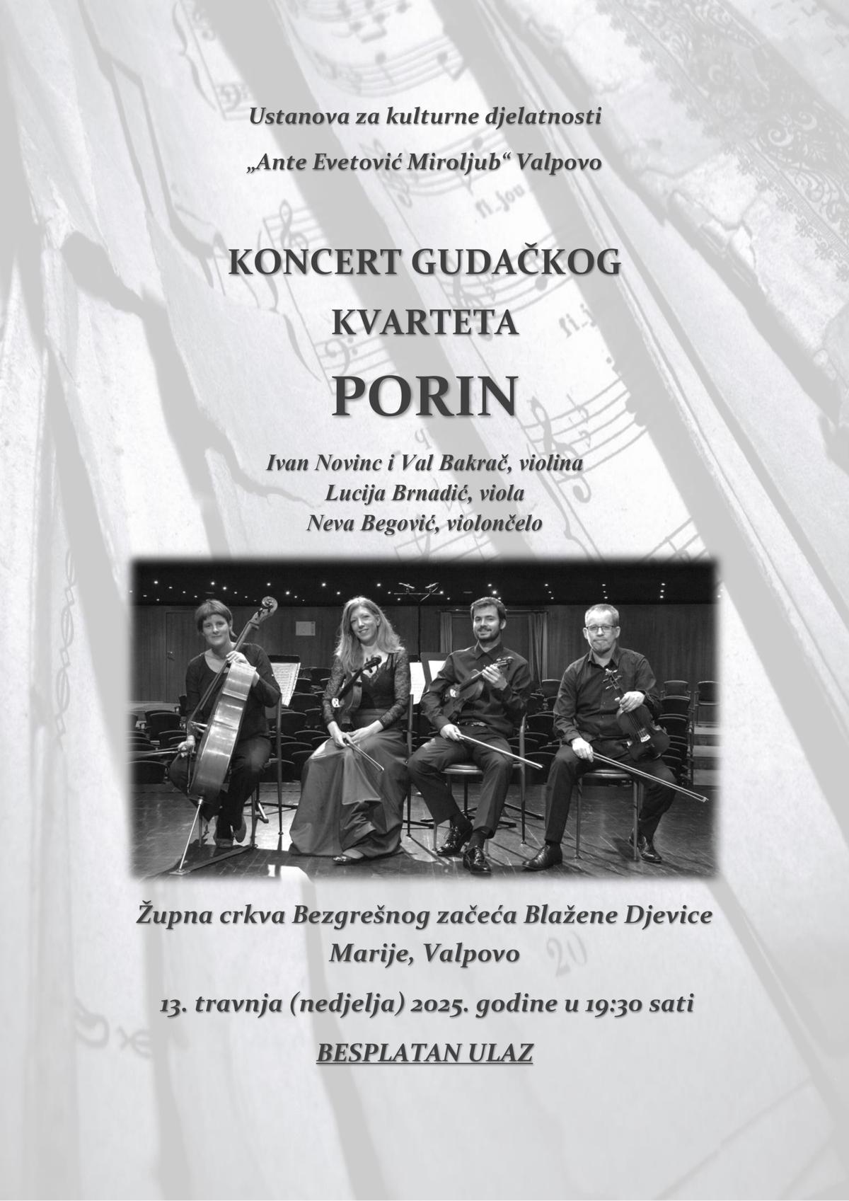 KONCERT GUDAČKOG KVARTETA PORIN