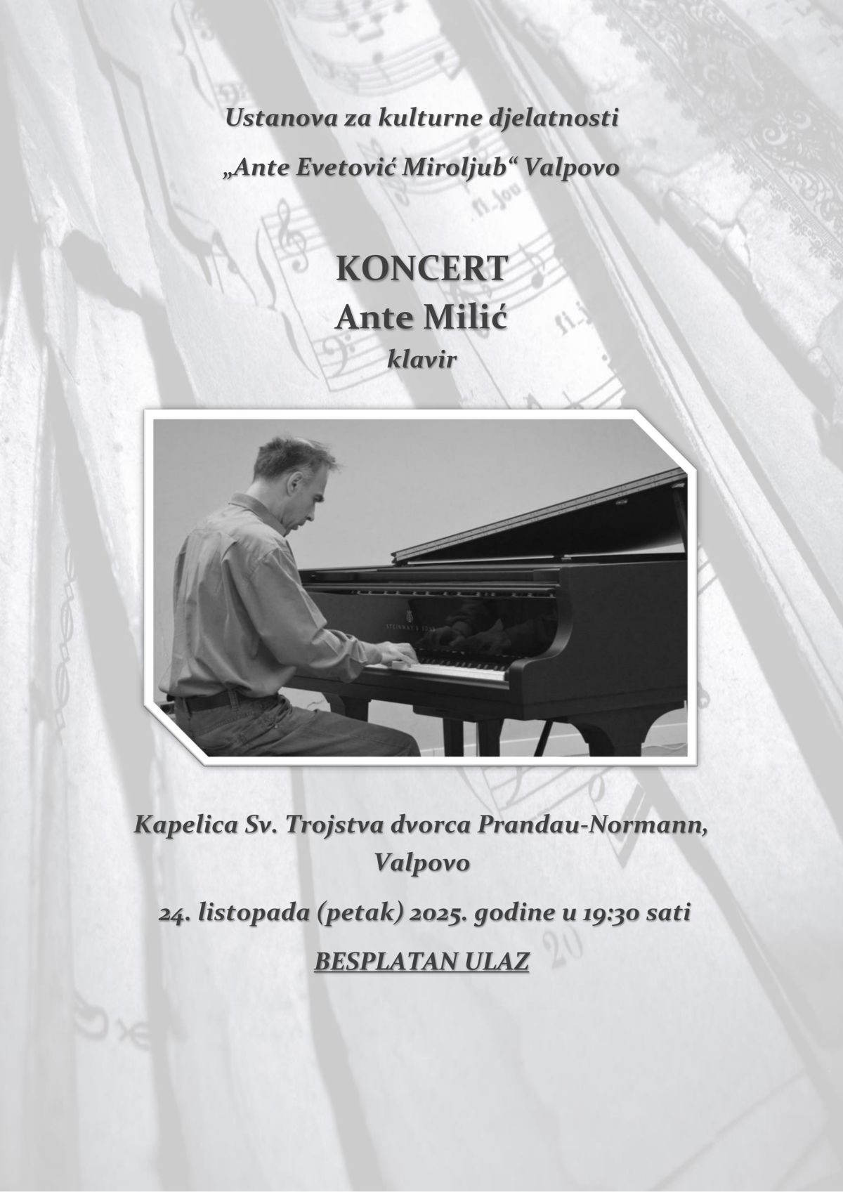 KONCERT: ANTE MILIĆ – klavir